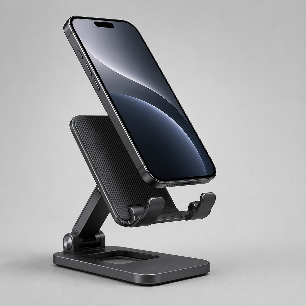 Smartphone positioned securely on the mobile stand