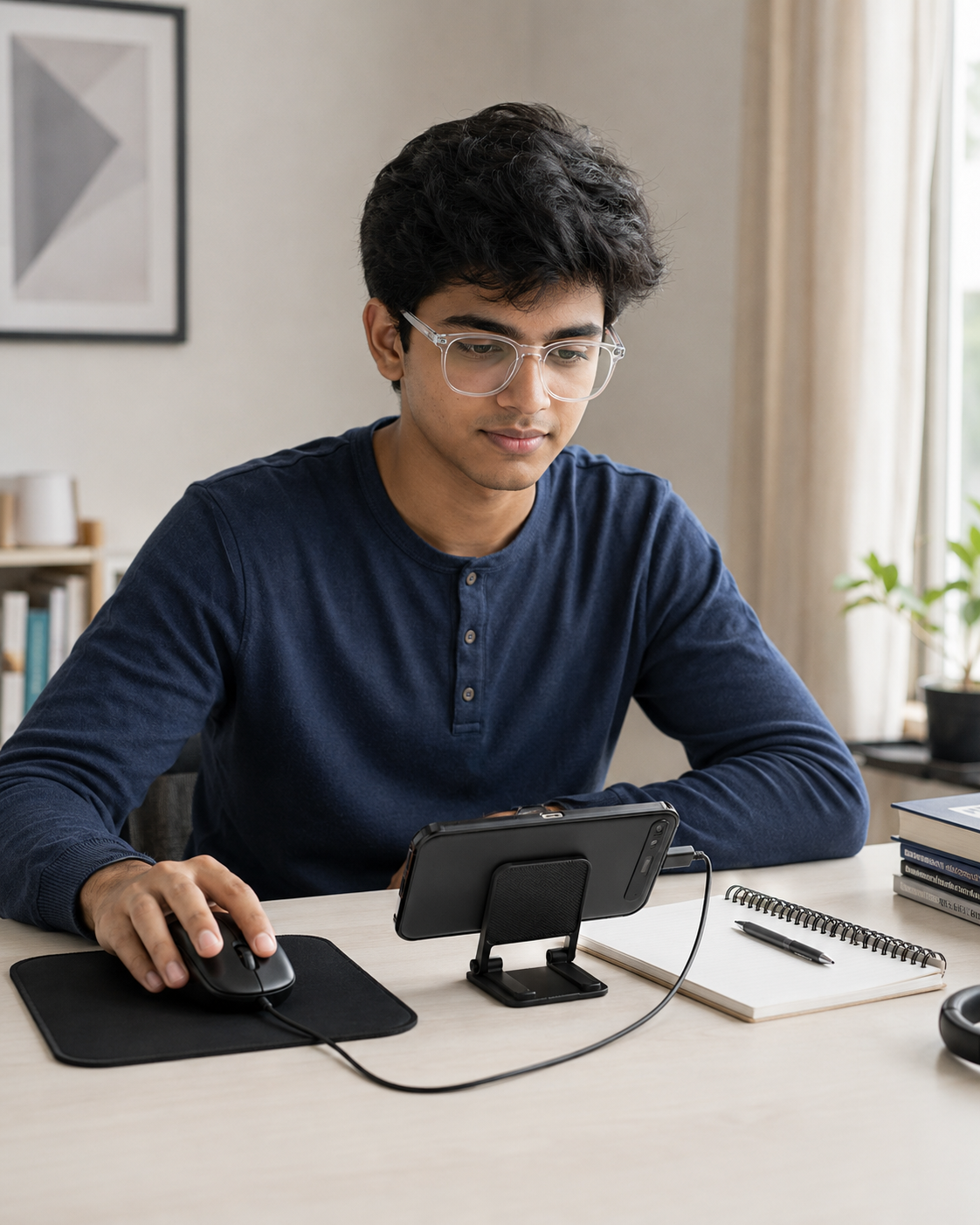 NEET aspirant using the complete kit at a clean study desk